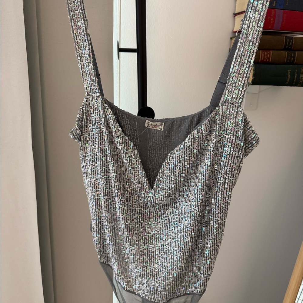 Free People Silver Sparkle Bodysuit - Picture 4 of 4